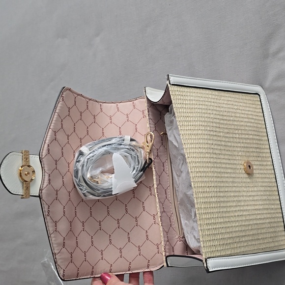 Aldo handbag white & straw NWT - Picture 3 of 7
